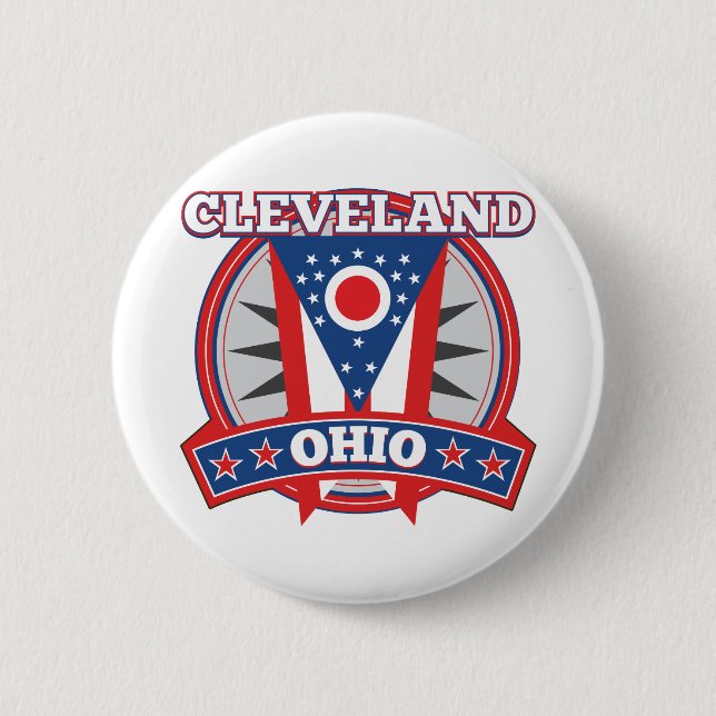 Cleveland Ohio Red White Blue Patriotic State Flag Button (Vorderseite)