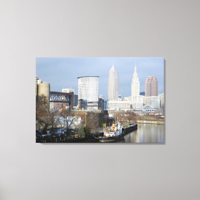 Cleveland, Ohio (River View) Leinwanddruck (Vorderseite)