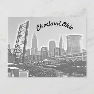 Cleveland, Ohio Riverview Curve BW Postcard Postkarte