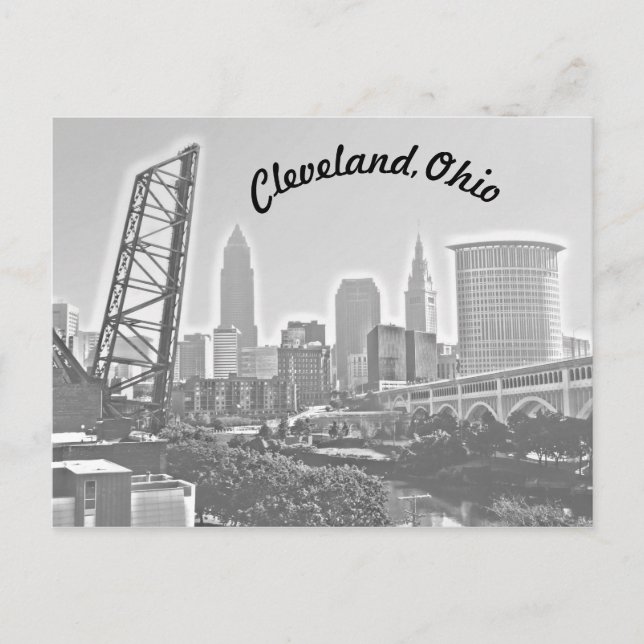 Cleveland, Ohio Riverview Curve BW Postcard Postkarte (Vorderseite)
