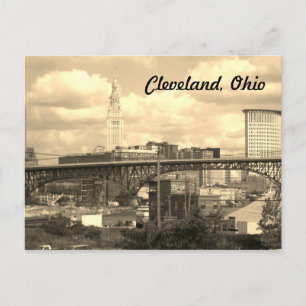 Cleveland Ohio Sepia Skyline Postcard Postkarte