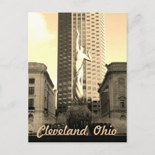 Cleveland Ohio Sepia Statue Postcard Postkarte