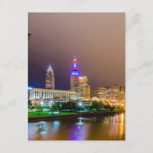 cleveland ohio sity skyline of downtown postkarte