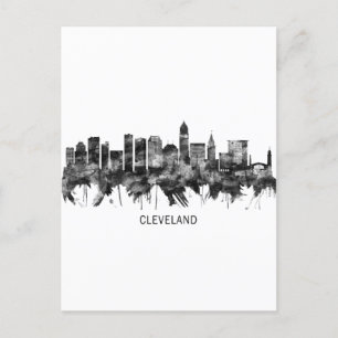 Cleveland Ohio Skyline BW Feiertagspostkarte