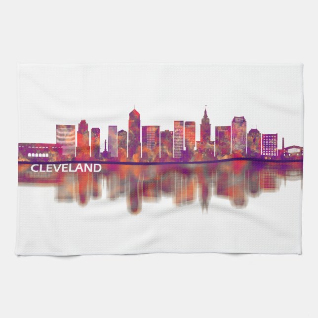 Cleveland Ohio Skyline Geschirrtuch (Horizontal)