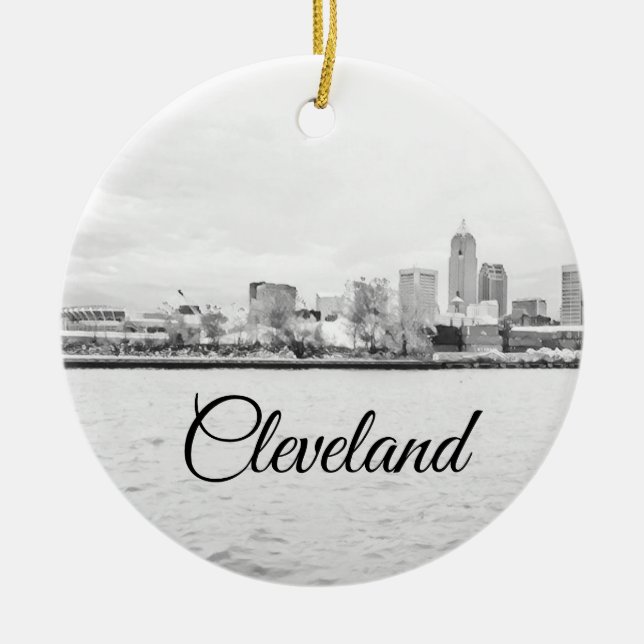 Cleveland Ohio Skyline Keramik Ornament (Vorne)