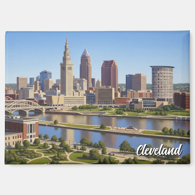 Cleveland Ohio Skyline Magnet (Vorderseite)