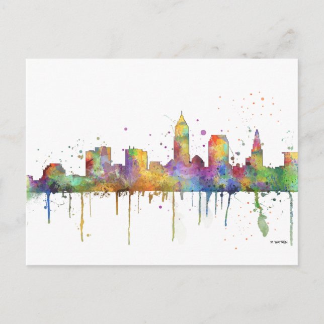 CLEVELAND, OHIO SKYLINE POSTKARTE (Vorderseite)
