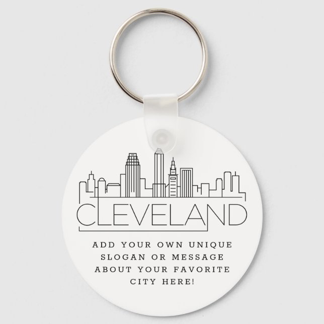 Cleveland, Ohio Stylized Skyline | Benutzerdefinie Schlüsselanhänger (Vorderseite)