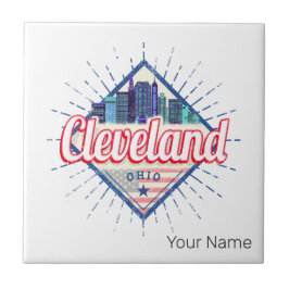 Cleveland Ohio United Staaten Skyline Vintag USA Fliese