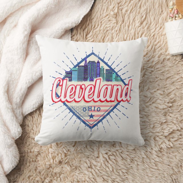 Cleveland Ohio United Staaten Skyline Vintag USA Kissen (Decke)