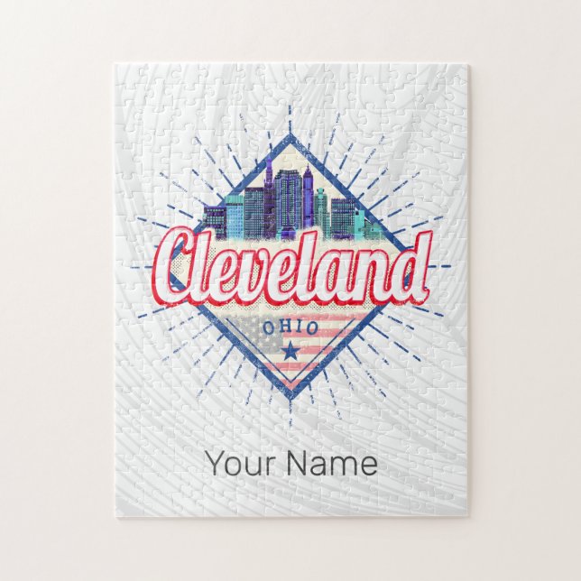 Cleveland Ohio United Staaten Skyline Vintag USA Puzzle (Vertikal)