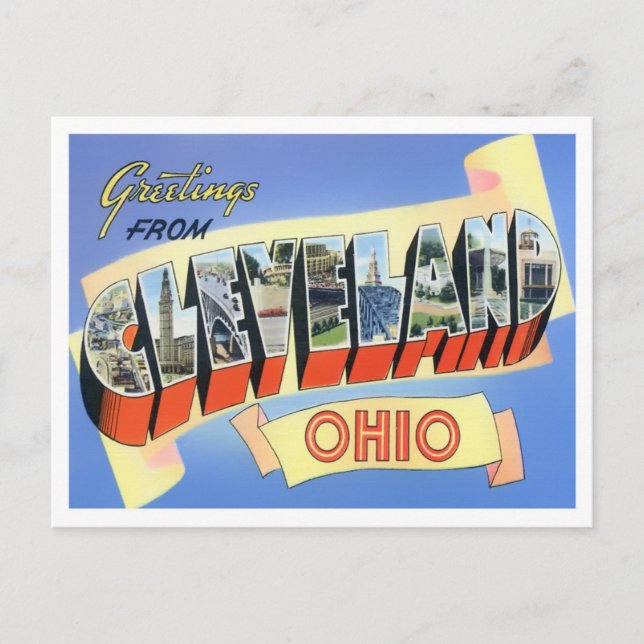 Cleveland, Ohio Vintag Big Letters Postcard Postkarte (Vorderseite)