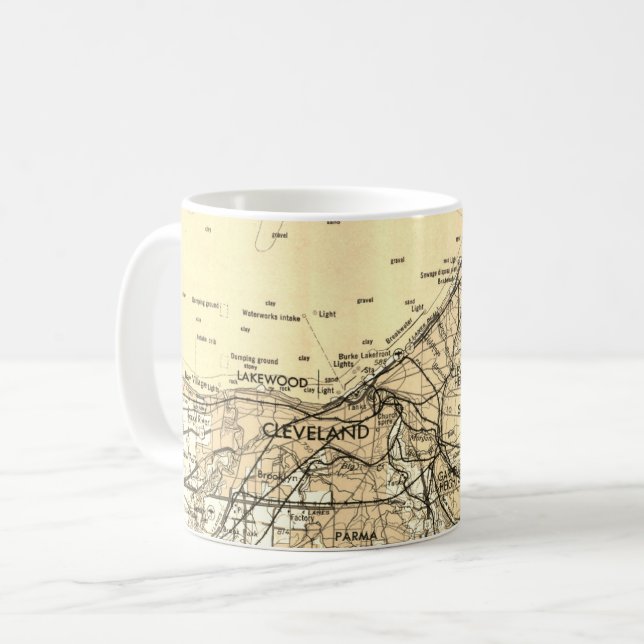 Cleveland Ohio Vintag Map Kaffeetasse (Vorderseite Links)