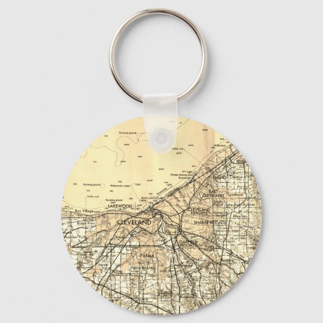 Cleveland Ohio Vintag Map Schlüsselanhänger (Vorderseite)