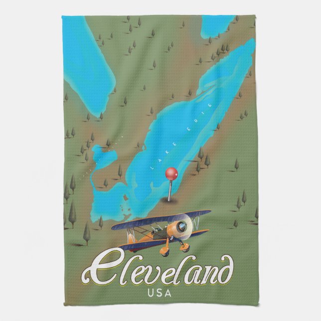 Cleveland, Ohio vintage Travel Poster Print Art Geschirrtuch (Vertikal)