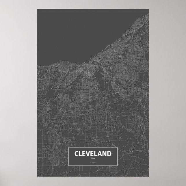 Cleveland, Ohio (weiß auf schwarz) Poster (Vorne)
