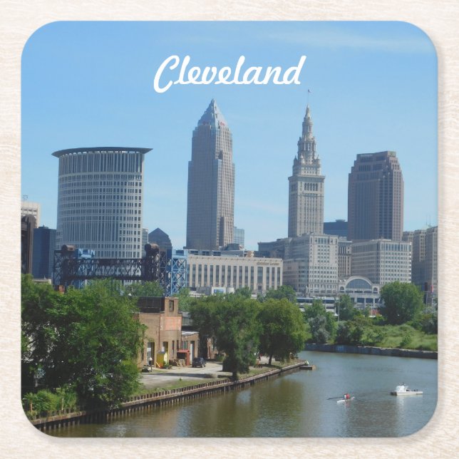 Cleveland River View Rechteckiger Pappuntersetzer (Vorderseite)