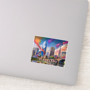Cleveland Skyline Abstrakt Art Aufkleber