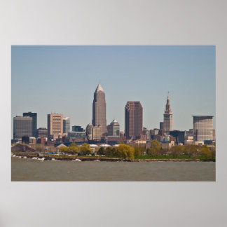 Cleveland Skyline im Frühjahr Poster