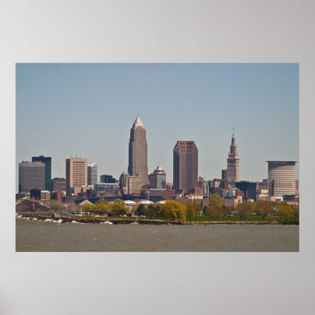 Cleveland Skyline im Frühjahr Poster (Vorne)