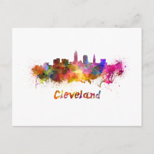 Cleveland Skyline in Aquarellfarben Postkarte