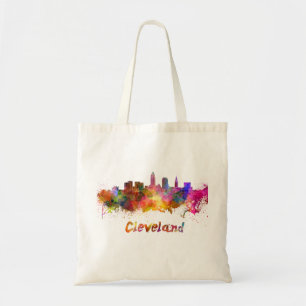 Cleveland Skyline in Aquarellfarben Tragetasche