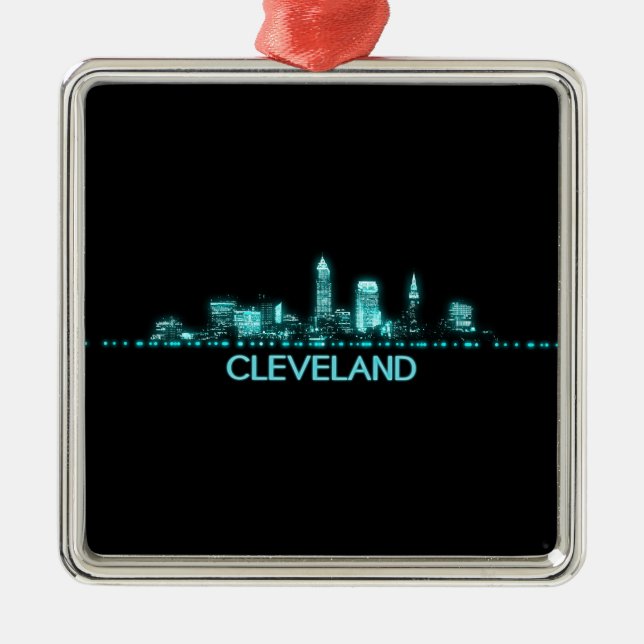 Cleveland Skyline Ornament Aus Metall (Vorne)