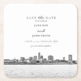 Cleveland Skyline Paper Untersetzer Save the Date