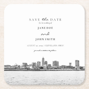 Cleveland Skyline Paper Untersetzer Save the Date