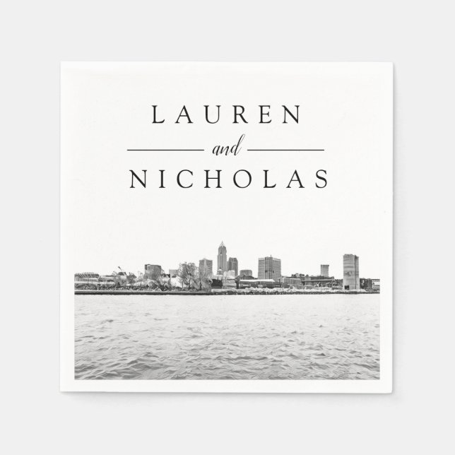 Cleveland Skyline Personalisiert Wedding Napkins Serviette (Vorderseite)