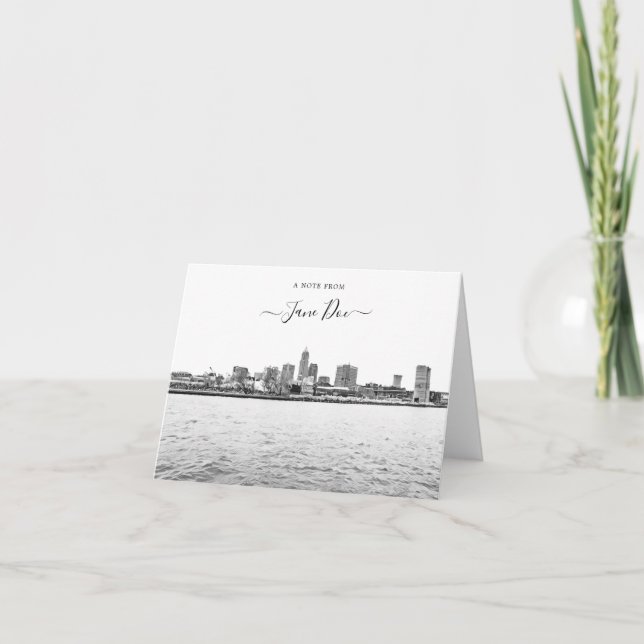 Cleveland Skyline Personalisierte Note Card Dankeskarte (Vorderseite)