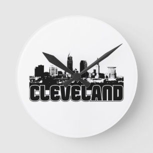 Cleveland Skyline Runde Wanduhr