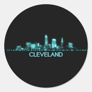 Cleveland Skyline Runder Aufkleber