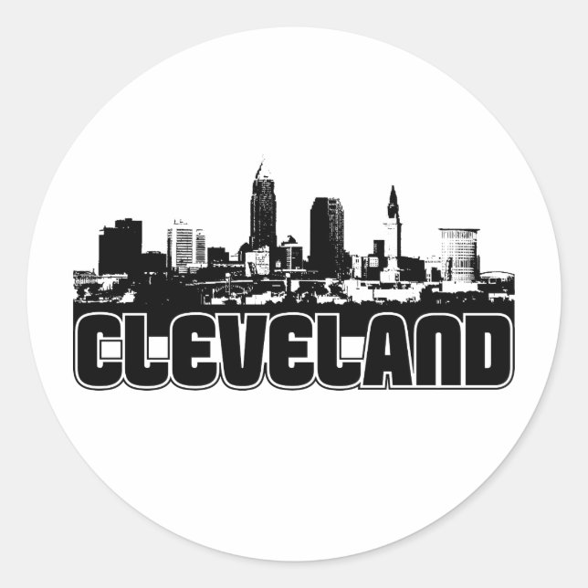 Cleveland Skyline Runder Aufkleber (Vorderseite)