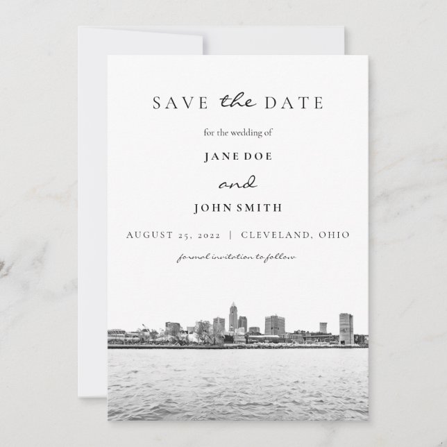 Cleveland Skyline Save the Date Karte (Vorderseite)