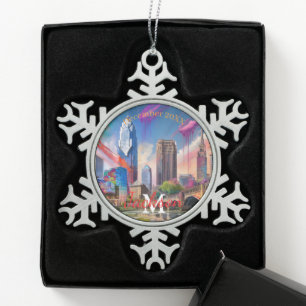 Cleveland Snowflake Pewter Weihnachtsschmuck Schneeflocken Zinn-Ornament