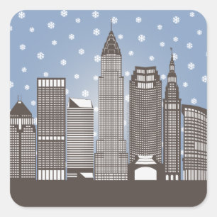 Cleveland Snowflakes Quadratischer Aufkleber