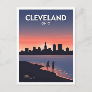 Cleveland Stadtbild bei Sonnenuntergang Ohio Anden Postkarte