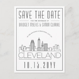 Cleveland Wedding | Stilisierte Skyline Save the D Postkarte