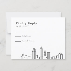 Cleveland Wedding Stilisierte Skyline-UAWG RSVP Karte