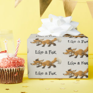 Clever Fox Cartoon - "Wie ein Fuchs"-Design Geschenkpapier