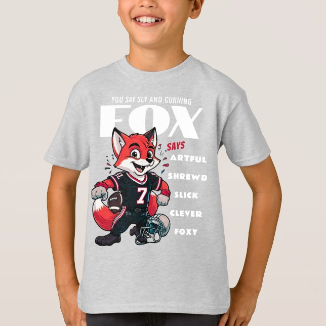 Clever Foxy Fox Gray Cartoon Boys Ash T-Shirt (Vorderseite)