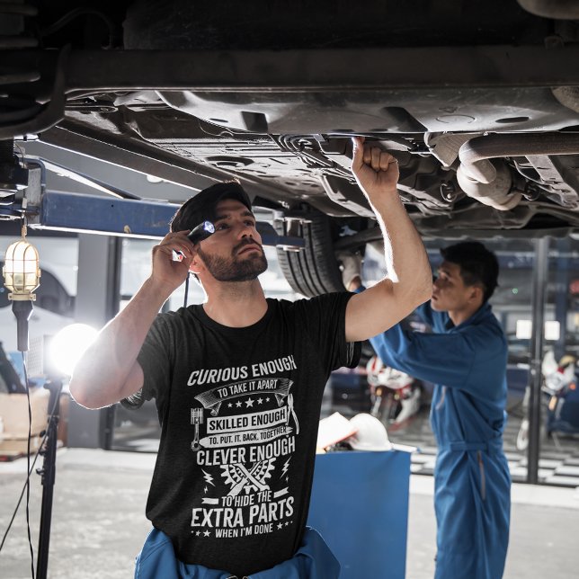 Clever genug Auto Mechanik Funny Black T-Shirt (Von Creator hochgeladen)