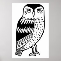 Clever Owl schwarze Linie zeichnend auf Weiß