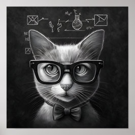 Clever Schrödingers Katze - Schwarz und Weiß Poster