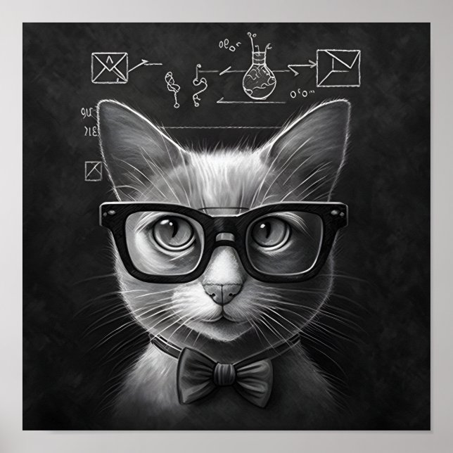 Clever Schrödingers Katze - Schwarz und Weiß Poster (Vorne)