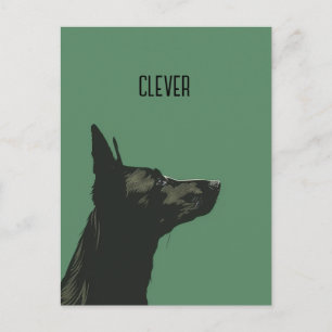Cleverer schwarzer deutscher Schäferhund Postkarte