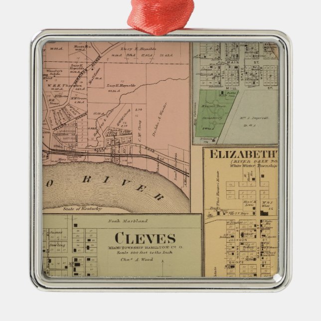 Cleves, North Bend, Ohio Silbernes Ornament (Vorne)