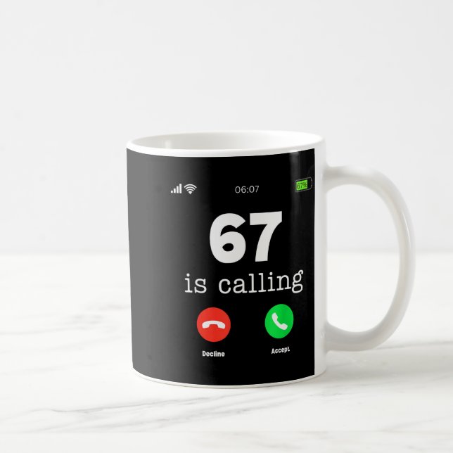 Clic 67 Is Calling Shirt Funny Six Seven Meme  Kaffeetasse (Rechts)